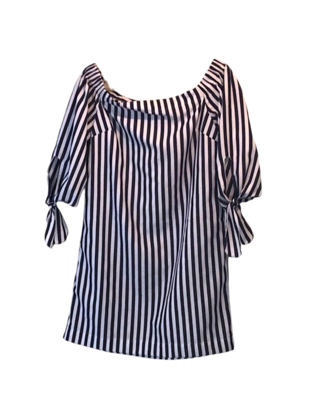 Boston Proper Womens XL Off The Shoulder Mini Dress Stripe Nautical Coastal NEW - Picture 6 of 14